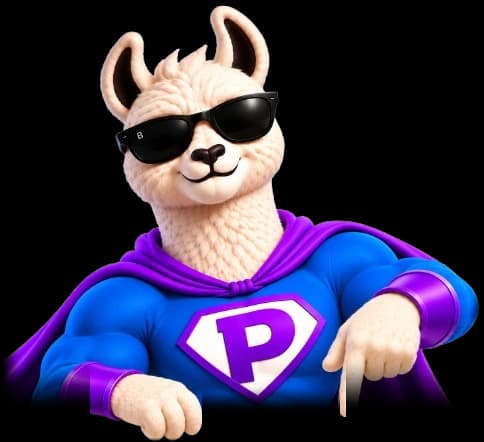 Llama Platita señalando la aplicación móvil